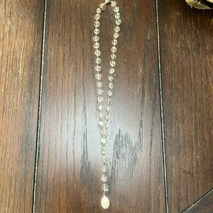 Anthropologie Rapz Crystal Quartz Coin Pearl Drop Necklace